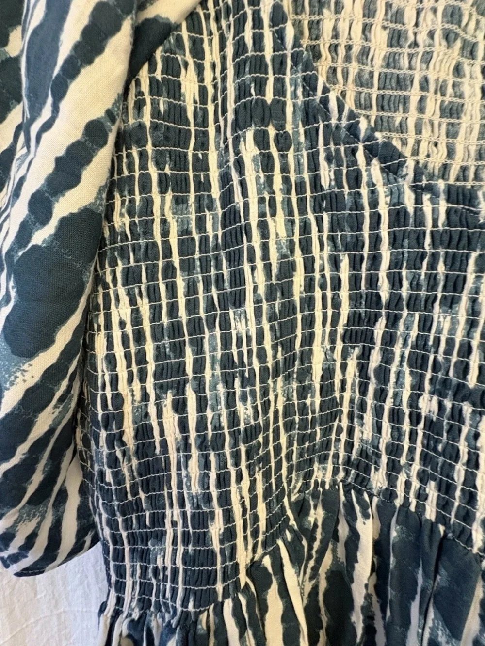 Kate Quinn-PLUS size-Tapestry Water Drops-shibori-Smocked Rosette Sun Dress-XXL